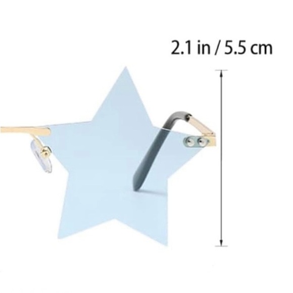 Star-Shaped Sunglasses Rimless Blue Gold Fun Festival Party EDM New Year's - Picture 9 of 15